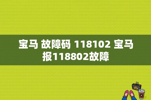 宝马 故障码 118102 宝马报118802故障