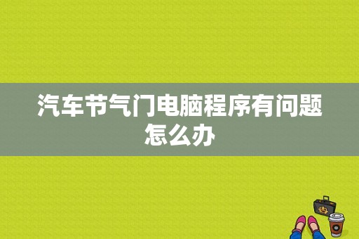 汽车节气门电脑程序有问题怎么办