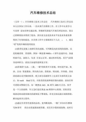 汽车故障维修总结-汽车小故障维修